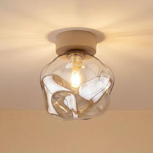 TK Lighting Stropna svetilka Lava, pesek/konjak, steklo, Ø 15 cm, G9, zatemnjen, Bež, Dnevna soba / jedilnica, Steklo, Sodobni