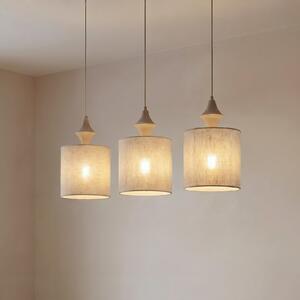 TK Lighting Visoka svetilka Amura, s tremi žarnicami, dolžina 105 cm, bež/pesek, E27, zatemnjen, Bež, Dnevna soba / jedilnica, Tkanine / tekstil, Sodobni