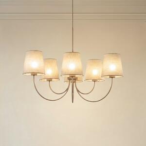 TK Lighting Lestenec Candi, bež/pesek, 6-žarčni, Ø 85 cm, E27, zatemnjen, Bež, Dnevna soba / jedilnica, Tkanine / tekstil, Sodobni