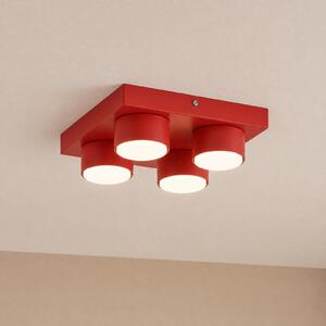 TK Lighting Stropna svetilka Brix, rdeča, dolžina 23 cm, 4-žarilna, GX53, zatemnjen, Rdeča, Dnevna soba / jedilnica, Kovina, Sodobni