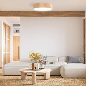 TEMAR LIGHTING Stropna svetilka Cleo DR800, borov les, Ø 80 cm, 6-svetilna, E27, zatemnjen, Les, Dnevna soba / jedilnica, Les, Sodobni