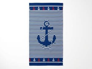 Hitrosušeča se plažna brisača MARITIMO modro-bela 70 x 140 cm, 100% mikrotkanina