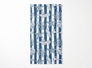 Hitrosušeča plažna brisača NAUVIA modro-bela 70 x 140 cm, 100% mikrotkanina