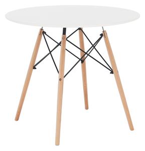 KONDELA Jedilna miza, bela/bukev, premer 80 cm, GAMIN 2 NEW 80