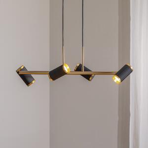 Viseča svetilka Lume črna/zlata starinska dolžina 66 cm 4-svetloba kovinska