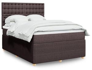 VidaXL Box spring postelja z vzmetnico temno rjava 140x200 cm blago