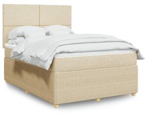 VidaXL Box spring postelja z vzmetnico krem 140x200 cm blago