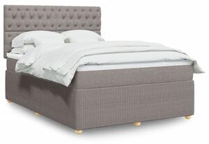 VidaXL Box spring postelja z vzmetnico taupe 160x200 cm blago