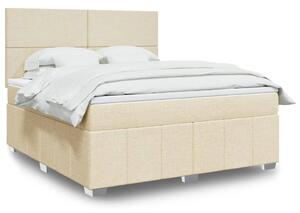 VidaXL Box spring postelja z vzmetnico krem 180x200 cm blago