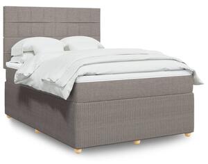 VidaXL Box spring postelja z vzmetnico taupe 140x200 cm blago