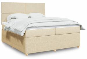 VidaXL Box spring postelja z vzmetnico krem 200x200 cm blago