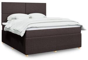 VidaXL Box spring postelja z vzmetnico temno rjava 180x200 cm blago