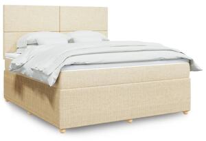 VidaXL Box spring postelja z vzmetnico krem 180x200 cm blago