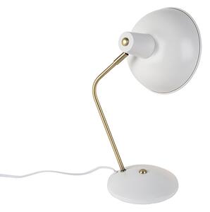 Retro namizna svetilka bela z bronasto 38 cm - Milou