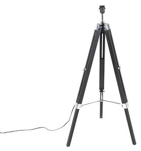 Stoječa svetilka s trojno nogo črna z odtenkom 45 cm lanena bela