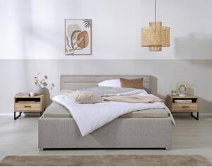 OBLAZINJENA POSTELJA 160 cm x 200 cm , les, kovina, umetna masa, tekstil svetlo siva