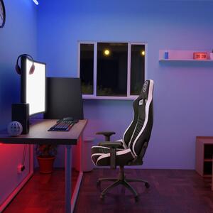 GAMING STOL tekstil bela, črna