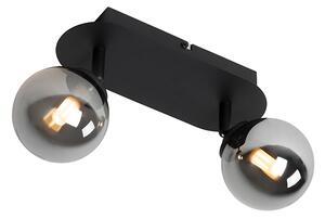 Sodoben reflektor črn z dimljenim steklom 2-luč - Atene