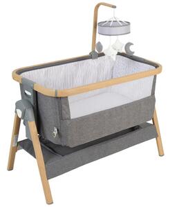 OBPOSTELJNA POSTELJICA Elegance 102/54/69-81 cm naravne barve, temno siva