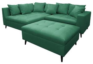 Ecksofa inkl. Hocker, mikrovlakna zelena
