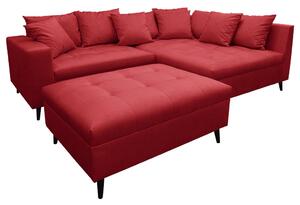 Ecksofa inkl. Hocker, mikrovlakna rdeča