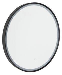 Kopalniško ogledalo črno 50 cm vklj. LED 3-stopenjsko zatemnjevanje z dotikom okroglo - Miral