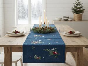 Božični tekač za mizo WINTER BERRIES 40x150 cm, temno moder