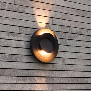 LUTEC Zunanja LED-stenna svetilka MOOV, temno siva, Ø 21 cm, kovina, IP54, Siva, Aluminij, Sodobni