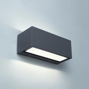LUTEC Zunanja LED-stenna svetilka GEMINI, temno siva, 22 cm, IP54, svetloba, Siva, Aluminij, Sodobni, Stenska kotna