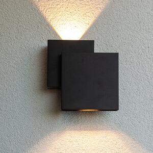 LUTEC Zunanja LED-stenna svetilka RIALTO, črna, 20 cm, IP44, svetloba navzgor/navzdol, Črna, Aluminij, Sodobni, Stenska vtičnica zgoraj / spodaj