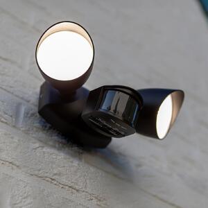 LUTEC LED-senzorski zunanji stenski reflektor SHRIMP, črn, 20 W, 2-žarilni, IP54, Črna, Aluminij, Sodobni