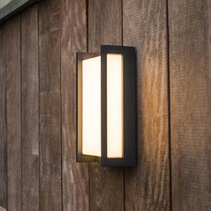 LUTEC connect LED pametna zunanja stenska svetilka QUBO, temno siva, 22 cm, IP54, RGB, CCT, Siva, Aluminij, Sodobni