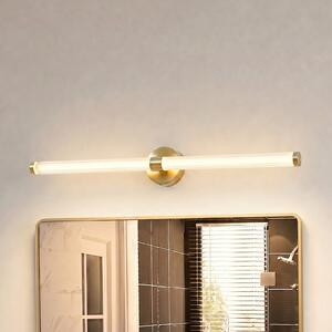 Lucande LED stenska svetilka Melisa, zlata, 90 cm, CCT, IP44, Zlata / medeninasta, Kopalnica, Steklo, Sodobni