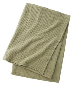 BOSS Bombažno posteljno pregrinjalo BOSS LOWEN Khaki 130 x 170 cm