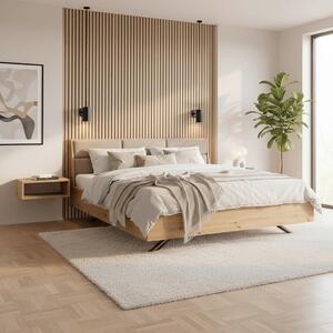 Bessagi Home Oblazinjena Postelja Dormio, Hrast, Rjava, 180x200 Cm