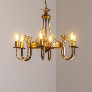 Jupiter Lestenec Castle, svetlo patiniran, Ø 62 cm, kovina, 6-kraki., zatemnjen, Bronasta / starinska medenina, Dnevna soba / jedilnica, Kovina, Antični