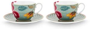 Pip Studio komplet skodelic s podstavkom iz glaziranega porcelana 300 ml