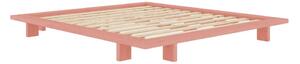 Svetlo rožnata zakonska postelja iz masivnega bora z letvenim dnom 140x200 cm Japan – Karup Design