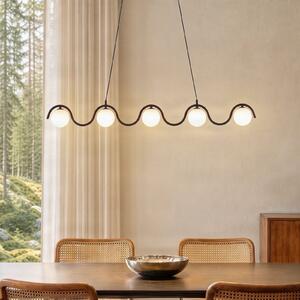 EMIBIG LIGHTING Visoka svetilka Sinus 5, črna/opal, steklo, dolžina 110 cm, zatemnjen, Črna, Dnevna soba / jedilnica, Steklo, Sodobni