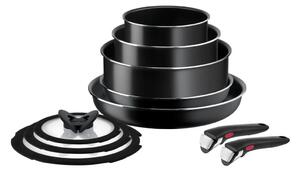 Tefal - Set kuhinjske posode 10 kom. INGENIO EASY COOK & CLEAN BLACK