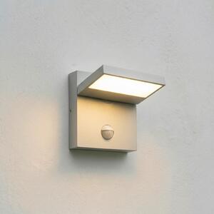 Lucande LED-stenna svetilka za zunanjo uporabo Silvan, kamnito siva, senzor,, Siva, Aluminij, Sodobni