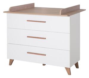 Bela/naravna nizka otroška komoda v hrastovem dekorju s previjalnim pultom 110x98 cm – Roba