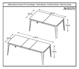 Raztegljiva jedilna miza iz belega hrasta Unique Furniture Amalfi, 160 x 90 cm