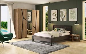 POSTELJA 160 cm x 200 cm , leseni material temni hrast