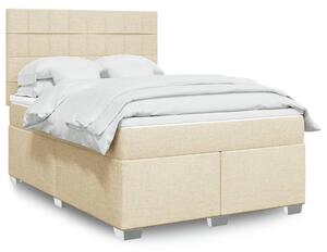 VidaXL Box spring postelja z vzmetnico krem 140x200 cm blago