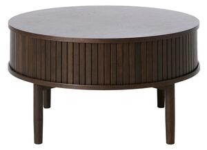 Okrogla klubska mizica v hrastovem dekorju v temni naravni barvi ø 85 cm Meta – Unique Furniture