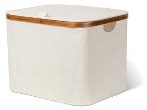 Kremno bela tekstilna škatla za shranjevanje s pokrovom 40,5x33x30 cm Bamboo/Linen – Bigso