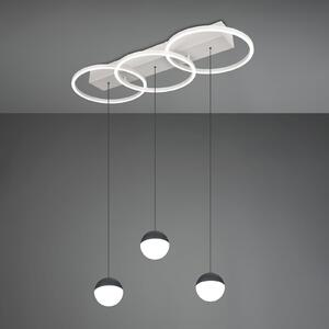 Reality Leuchten LED-visoka svetilka Larino, dolga, svetlo siva, kovinska, CCT, daljinski, zatemnjen, Siva, Dnevna soba / jedilnica, Kovina, Sodobni