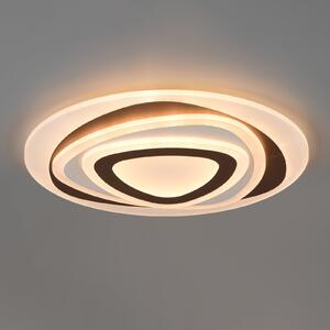 Reality Leuchten LED-stropna svetilka Zilo, bela/kava, kovina, daljinski upravljalnik, zatemnjen, Bela, Dnevna soba / jedilnica, Kovina, Sodobni