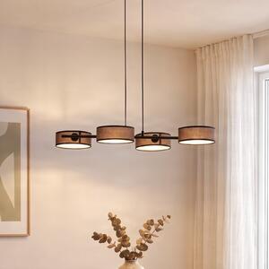EMIBIG LIGHTING Visoka svetilka Drumz 4, rjava, tkanina/jeklo, dolžina 80 cm, E14, zatemnjen, Rjava / rjasta, Dnevna soba / jedilnica, Tkanine / tekstil, Sodobni